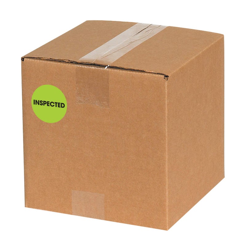 Tape Logic 2' Circle Label  'Inspected'  Fluorescent Green  Roll of 500 Stickers  for Inventory Control and Warehouse Organization - Image 3